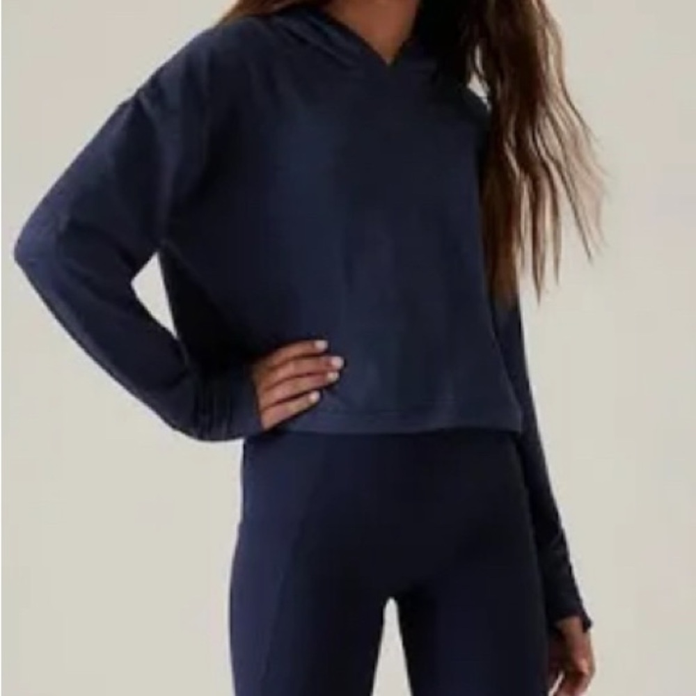 Athleta Girl Downtime Hopdie -  Blue Cropped Hoodie. Size 12
